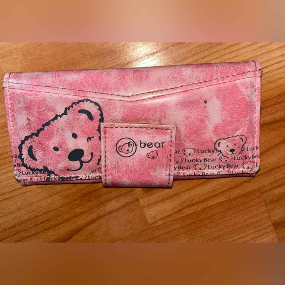 TAILIAN GENUINE LEATHER WALLET PINK LUCKY BEAR